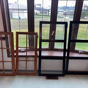 Lot #38 -  Two Sets of China Hutch Doors (The black set has beveled glass)