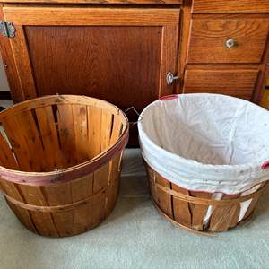 Lot #52 - Vintage Wooden Baskets Lot - Two Unique Styles.