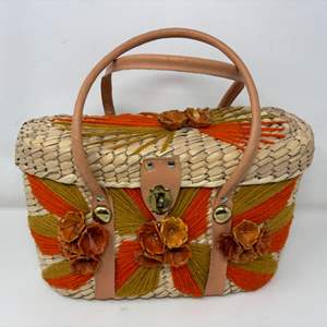 Lot #56 - Vintage 1970s Woven Straw Handbag