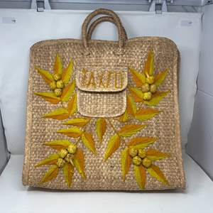 Lot #55 - Vintage Woven Handbag with Floral Design