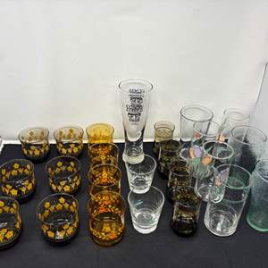 Lot #57 - Vintage Glassware Lot - Assorted Glasses and Tumblers.