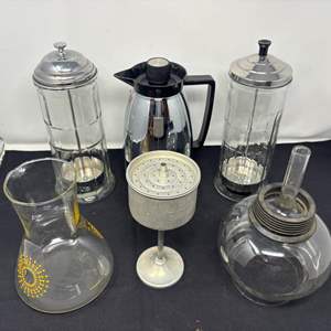 Lot #62 - Vintage Glassware Collection - Coffee Percolator, Chemex, and More.