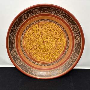 Lot #81 - Artisan Decorative Plate - Mayan Calendar Design.