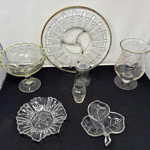 Lot #85 - Vintage Glassware Collection - Decorative Bowls, Plates, and Vases