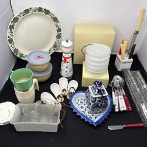 Lot #88 - Mixed Kitchenware Lot - Plates, Bowls, Utensils, and Containers.