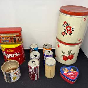 Lot #96 - Vintage Canister Set and Soda Can Collection Lot.