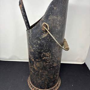 Lot #97 - Antique Blackened Tin Coal Scuttle