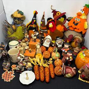 Lot #99 - Autumn Harvest Figurine Lot - Fall Decorations and Collectibles.