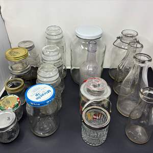 Lot #155 - Vintage Glass Jar and Bottle Lot