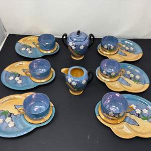 Lot #156 - Vintage Asian Art Pottery Tea Set - Floral Design.