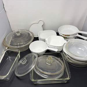 Lot #158 - Vintage Glass and Ceramic Cookware Lot - Various Brands.