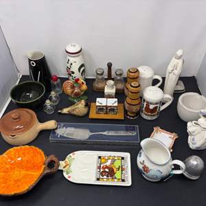 Lot #165 - Vintage Collectibles Lot - Kitchenware, Figurines, and Decorative Items.