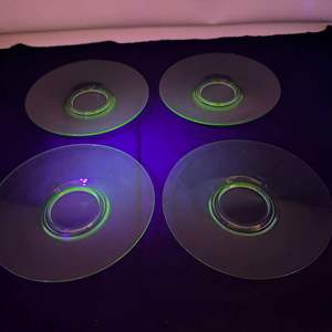 Lot #17 - Four Vintage Green Uranium Saucer Plates