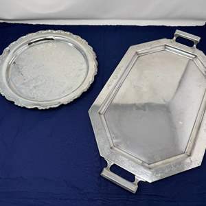 Lot #20 - Two Vintage Polished Silverplated Serving Trays