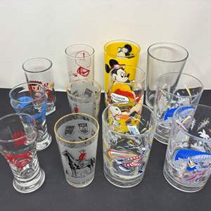 Lot #218 - Vintage Glassware Lot - Disney, Collectible Tumblers, and More.