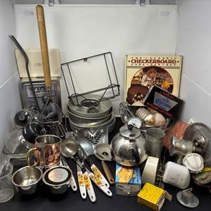 Lot #233 - Vintage Kitchenware Lot - Pots, Pans, Utensils, and More.