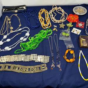 Lot #120 - Vintage Jewelry Lot - Assorted Necklaces, Bracelets, and Accessories.