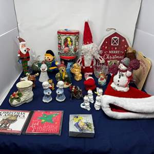 Lot #138 - Christmas Collectibles Lot - Figurines, Ornaments, and Holiday Decor.