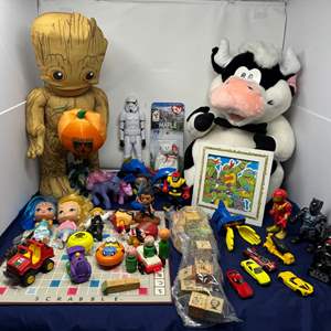 Lot #183 - Mixed Toy Lot - Groot, Stormtrooper, Plush Toys, Action Figures & More.