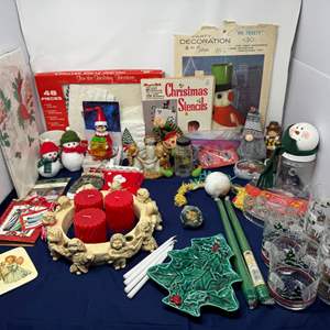 Lot #208 - Vintage Christmas Decor Lot - Decorations, Figurines, Glassware & More.