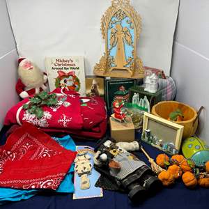 Lot #209 - Mixed Holiday Decor and Crafts Lot - Christmas Items and More.