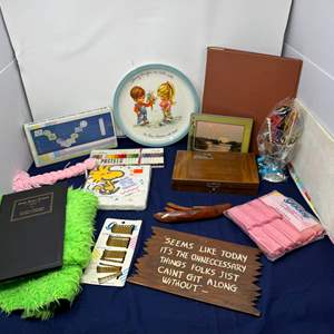 Lot #230 - Vintage Collectibles Lot - Decorative Plates, Stationery, and Miscellaneous Items