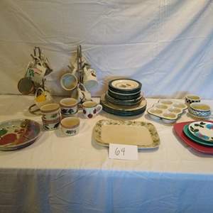 Lot # 64 - Hartstone dinner ware, mugs, pie plate, platter, muffin pan, more