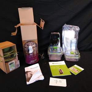 Lot # 75 - "Food Saver", Kitchenaid food chopper NIB, Tazo tea set 