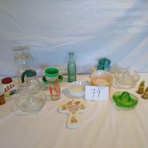 Lot # 79 - Vintage Fire King bowls, s&p shakers, juicers, Seattle World's Fair 1962 glasses, more