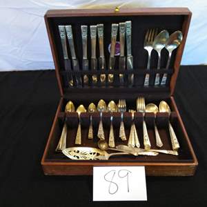 Lot # 89 - Silverware service for 8, misc. pieces - 67 in all.  Nice wood box