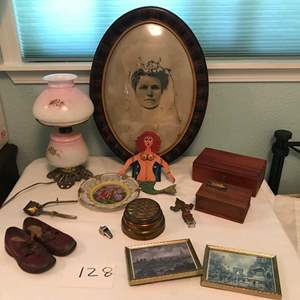 Lot # 128 - Vintage lamp, vintage picture, Lane cedar jewelry box & more