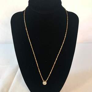 Lot # 206 - 18" 14k Gold Necklace w/ 14k Gold Pendant & Precious Stone - 4.55 grams (Tested).