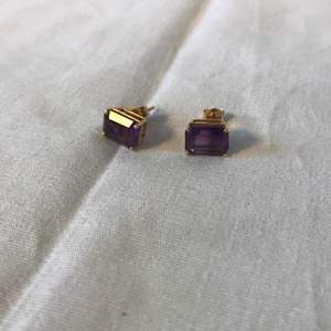 Lot # 274 - 14k Gold Earrings w/ Amethyst? Precious Stones - 1.86 grams (Tested).