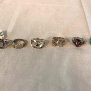 Lot # 291 - 6 Sterling Silver Rings w/ Precious Stones - 31.34 grams.