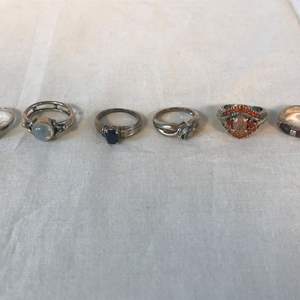 Lot # 294 - 6 Sterling Silver Rings w/ Precious Stones - 22.64g.