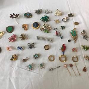 Lot # 301 - Broaches, Pins, Bone/Ivory? Brooches/Pins. Uhlig, Deja, LC & More.