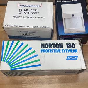 Lot #8 Ademco 998 PiR Motion Detector, IntelliSense MC-550Infared Sensor, Norton 189 Eyewear