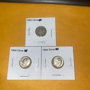 Lot #23 (1) 1960, (2) 1964 Rosevelt Dimes 