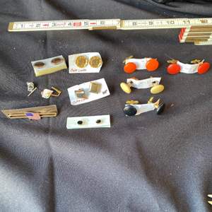 Lot #51 Lot of (8) Cuff Links, (2) Tie Pins & (1) Tie Clip