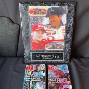 Lot #59 Dale Earnhardt Sr. & Jr. Plaque & TV Guides