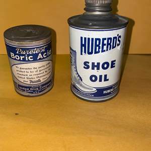 Lot #66 Vintage Puretest Boric Acid & Vintage Huberd’s Shoe oil 