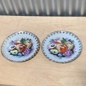 Lot #122 Japan Porcelain Ucagco Hanging Decorative Handpainted Fruit Plates