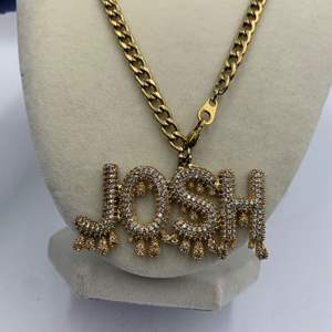 Lot #287 Gold Plated Chain Necklace w/ “Josh” Pendant Marked 18KGP (Clasp Flaw)