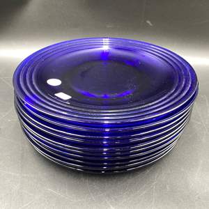 Lot #149 Twelve Blue Glass Plates 