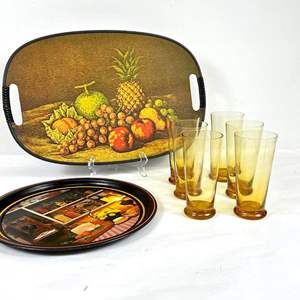 Lot #3 Vintage Glass and Silver Overlay Candle Holder with Vanity Trays and Bowl with Lid 