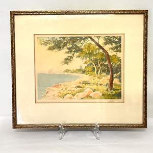 Lot #12 Original Watercolor Etching signed by Saunier