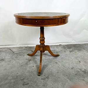 Lot #21 Vintage Leather Top Round Table