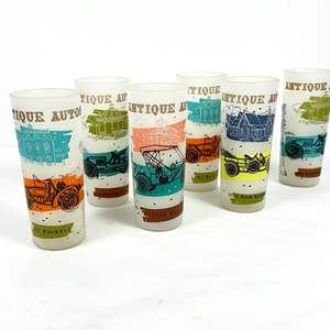 Lot #23 Vintage1950's Antique Auto Tumblers Set of 6