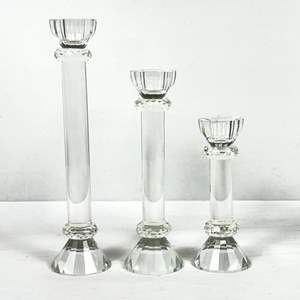 Lot #27 Vintage Glass Candleholders Set of 3