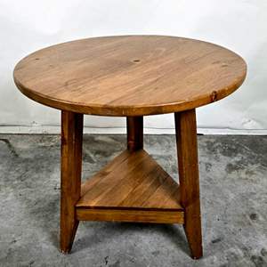 Lot #33 Vintage Round Wooden Table with 3 Legs